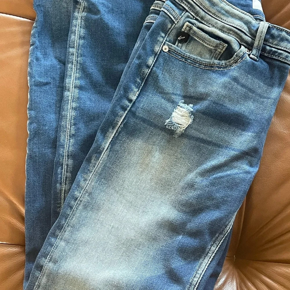 Blue Distressed Womens Jeans - Picture 3 of 8